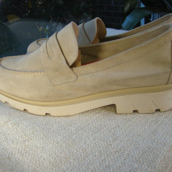 lunita imported from Spain beige cream suede leather chunky loafers, S 8.5 - Picture 5 of 10